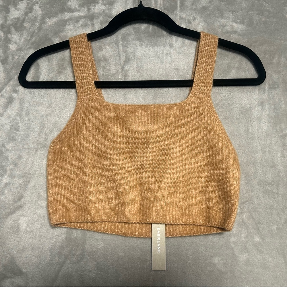 Everlane Wool Yak Blend Crop Tank Top Women’s Small Camel Tan Knit Ribbed